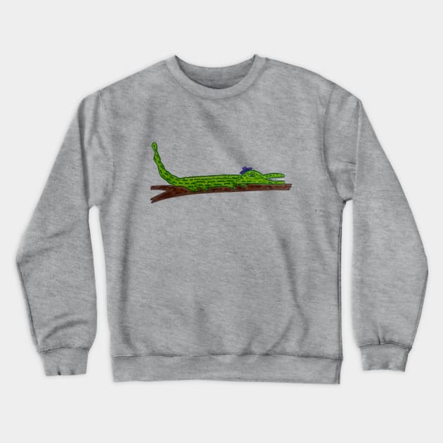 Alligator in a Tiny Hat Crewneck Sweatshirt by Meghan O'Malley Has A Merch Shop